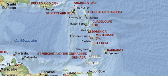 map of dominica location in the caribbean